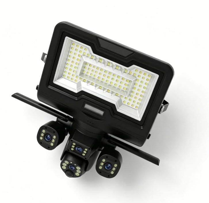 Foco Solar Floodlight con Cámara 4G de Triple Lente