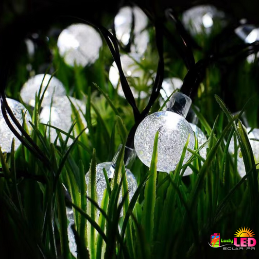 SOLAR White String Lights - Balls (39 pies)