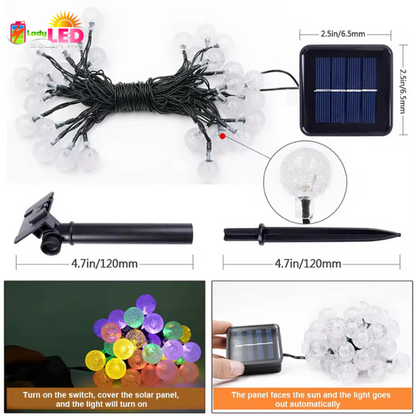 SOLAR White String Lights - Balls (39 pies)