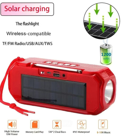 Bocina bluetooth solar con flashlight