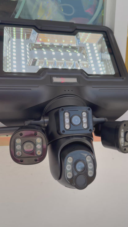 Foco Solar Floodlight con Cámara 4G de Triple Lente