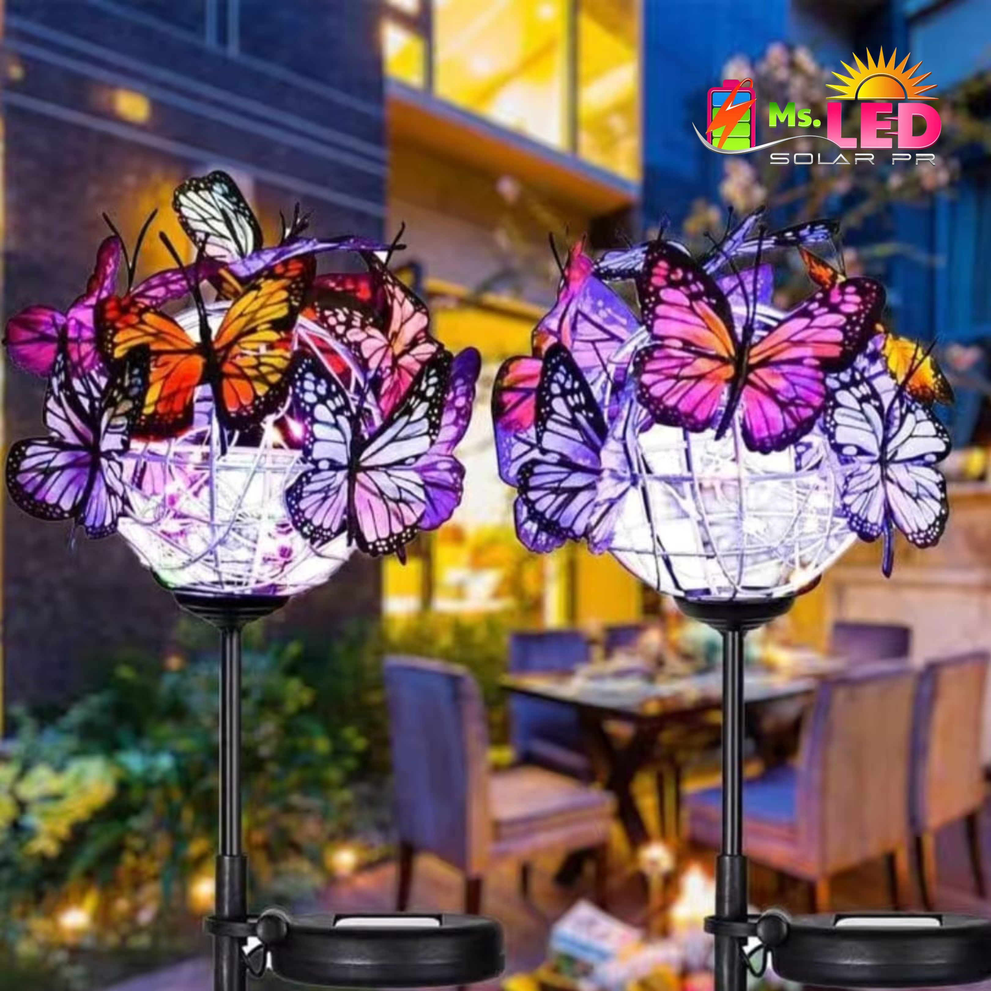 Lámpara solar con mariposas – LADY LED SOLAR PR