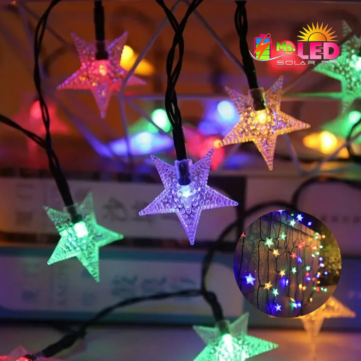 SOLAR String Lights - Estrellas (40 pies)